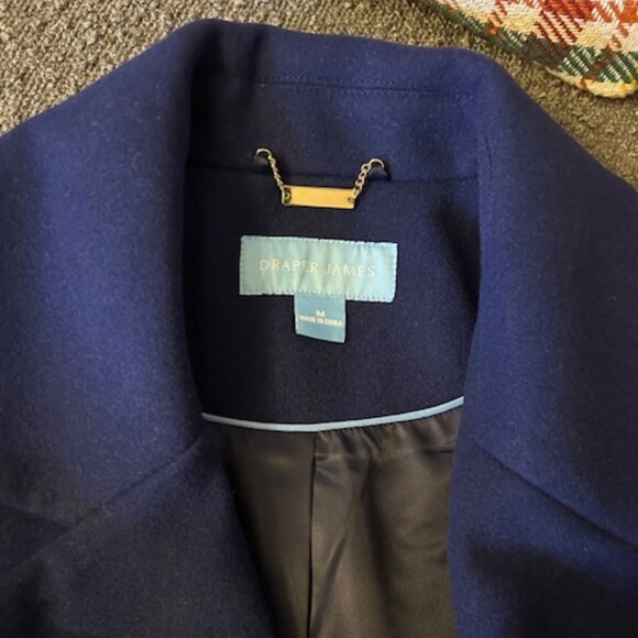 Draper James Dazzling Blue Water Resistant Long Sleeves Faux Wool Walker Coat - Picture 6 of 9